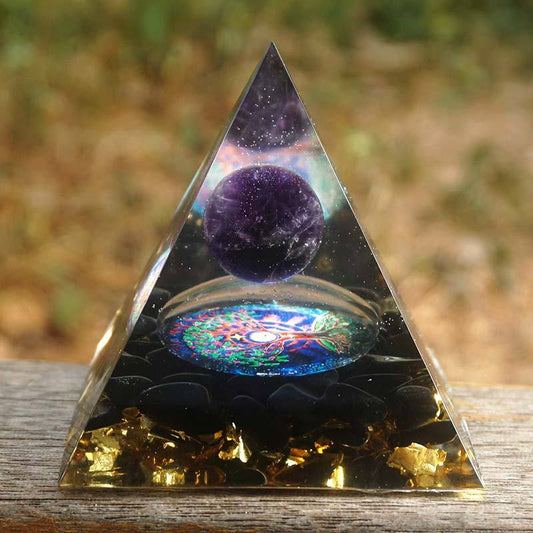 Royal  Amethyst Crystal Sphere With Obsidian Natural Cristal Stone