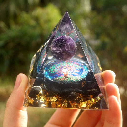 Royal  Amethyst Crystal Sphere With Obsidian Natural Cristal Stone