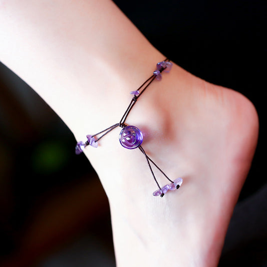 Royal Amethyst Crystal Anklet